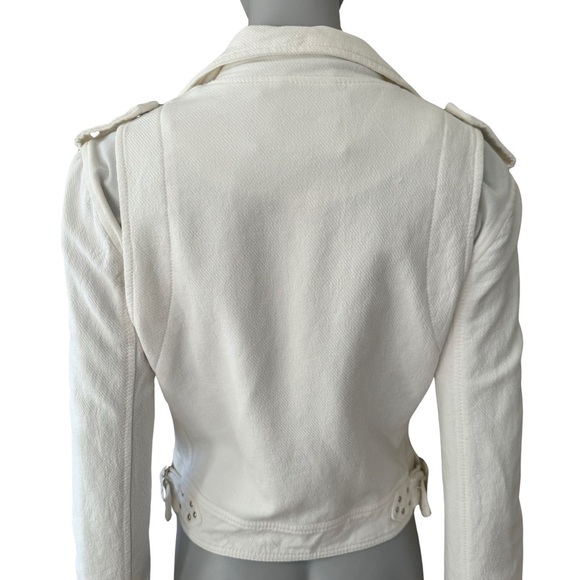 BLANKNYC Cropped Moto Bomber Jacket 100% Cotton “So Icy” White Style 68KG5172NOK - Picture 11 of 15